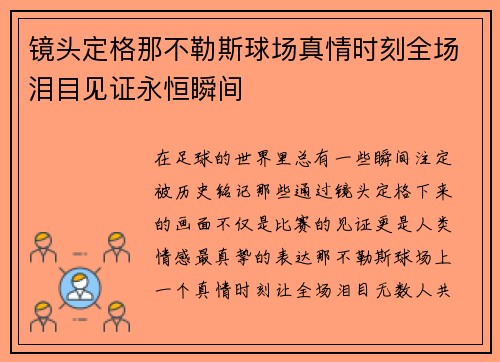 镜头定格那不勒斯球场真情时刻全场泪目见证永恒瞬间