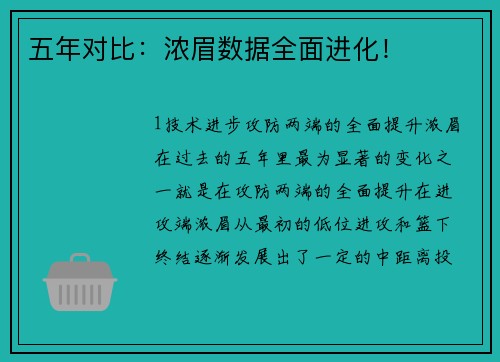 五年对比：浓眉数据全面进化！